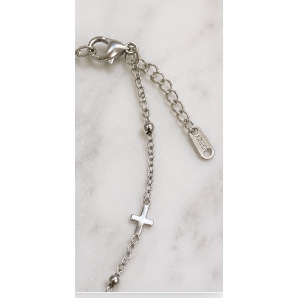 Stainless Steel Cross Bracelet Silver Christian Faith Jewelry NWT Adjustable - Picture 5 of 5